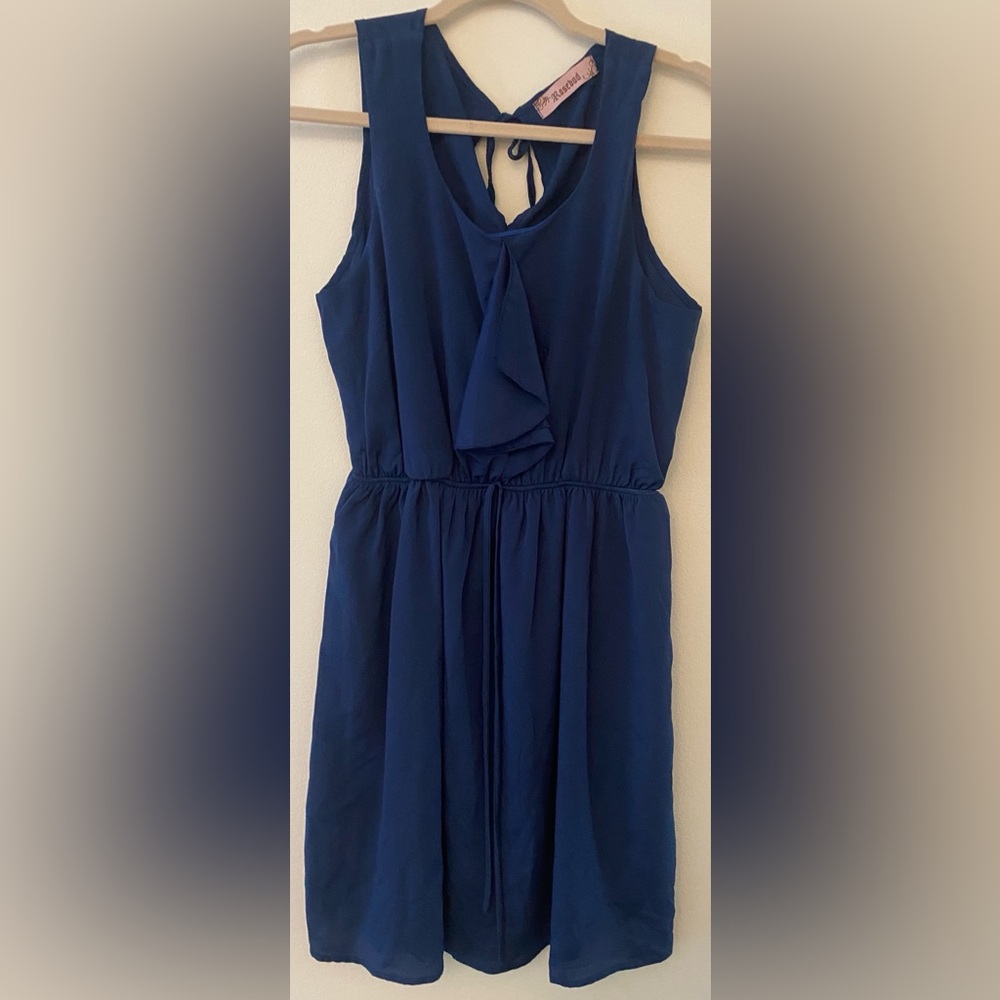 Rosebud Blue Sleeveless Waist Tie Dress Women's Sz Large